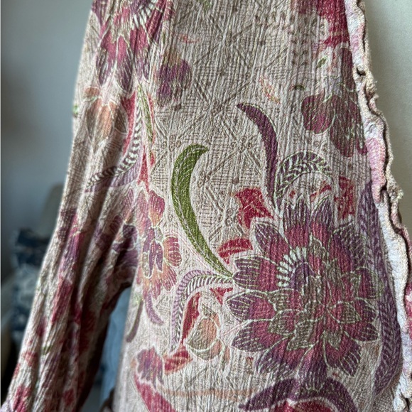 BTFL - Life Ruffled Maxi Dress Size Large Muted Neutrals and Pink Back zipper - Picture 3 of 11